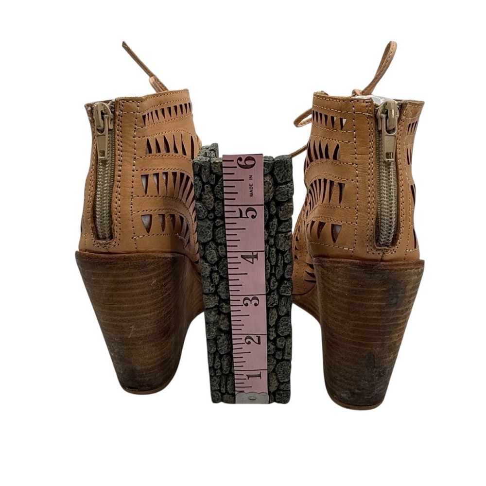 Jeffrey Campbell Tan Radillo-Hi Laser Cut Lace-Up Wedge Sandals Size 8.5 Women’s - Picture 10 of 11